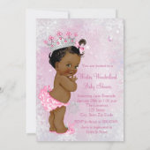 Invitation Fête prénatale en plein hiver pour bébé afro-améri (Dos)