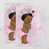 Invitation Fête prénatale en plein hiver pour bébé afro-améri (Devant / Derrière)