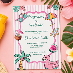 Invitation Fête prénatale et tropicale au bord de la piscine