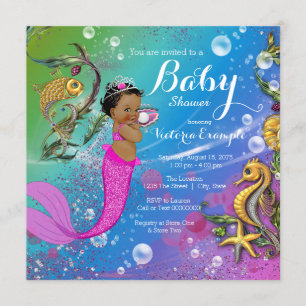 Invitation Fête prénatale Ethnique de la Sirène sous la Mer