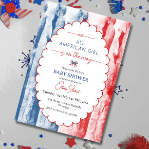 Invitation Fête Prénatale Fille Américaine Tout à Fait 4 Juil