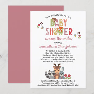 Invitation Fête Prénatale Fille Animaux de la Forêt par la Po