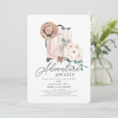 Invitation Fête Prénatale Fille au Sac Rose - L'Aventure Atte (Debout devant)