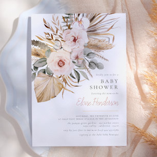 Invitation Fête Prénatale Fille Désert Bohème Herbe des Pampa