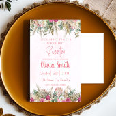 Invitation Fête Prénatale Fille Fleur de Grass de Pampas Bohè