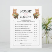 Invitation Fête Prénatale Fille Ourson Maman Papa Floral Rust (Debout devant)