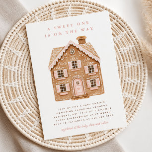 Invitation Fête Prénatale Fille Pâte d'amandes Rose Pastel No