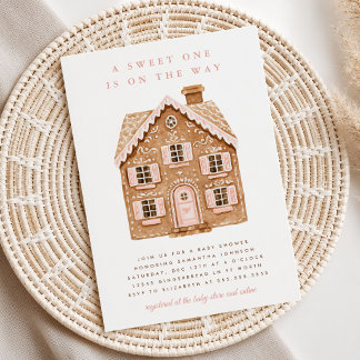 Invitation Fête Prénatale Fille Pâte d'amandes Rose Pastel No
