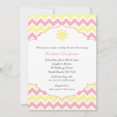 Invitation Fête prénatale fille soleil jaune rose (Devant)