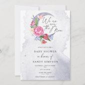 Invitation Fête prénatale Fleurs au clair de lune Bébé (Devant)