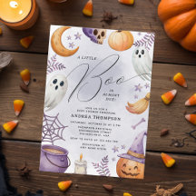 Fête Prénatale Halloween à l'aquarelle Little Boo