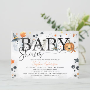 Invitation Fête Prénatale Halloween Bébé Citrouille Petit Fan