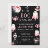 Invitation Fête Prénatale Little Boo Rose et Noir pour Fille  (Devant)