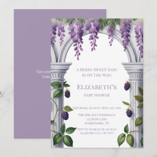 Invitation Fête Prénatale Mixte Mûres et Wisteria