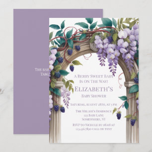 Invitation Fête Prénatale Mixte Mûres & Wistéria