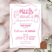 Fête Prénatale Mixte Pink Pizza, Bières et Couches
