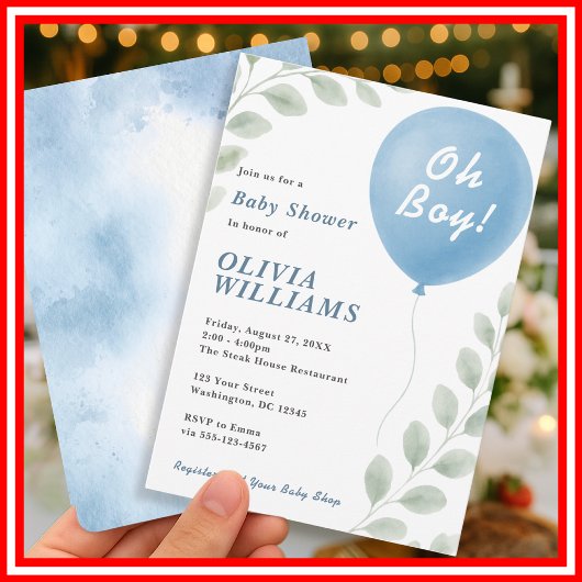 Invitation Fête prénatale Oh Boy