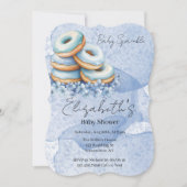 Invitation Fête Prénatale Oh Boy Blue Donuts Bébé (Devant)