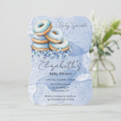 Invitation Fête Prénatale Oh Boy Blue Donuts Bébé (Debout devant)