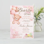 Invitation Fête prénatale ourson fille (Debout devant)