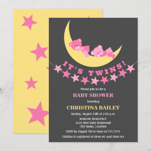 Invitation Fête Prénatale Oursons Jumelles