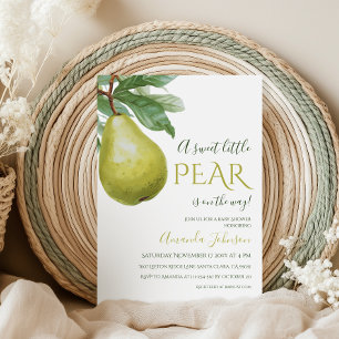 Invitation Fête Prénatale Petite Poire Verte de Ferme Rustiqu
