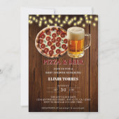 Invitation Fête Prénatale Pizza & Bière Rustique (Devant)