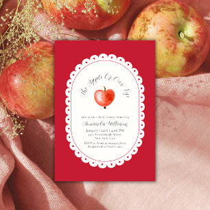 Invitation Fête Prénatale Pomme Vintage Rustique Rouge De Nos
