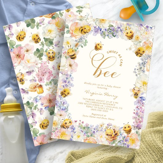 Invitation Fête Prénatale pour Bébé Abeille