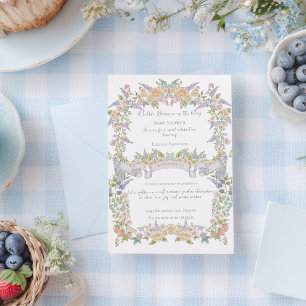 Invitation Fête prénatale pour bébé dans un jardin fleuri d'é