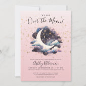 Invitation Fête Prénatale pour Bébé Fille au-Dessus de la Lun (Devant)