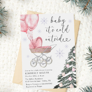Invitation Fête Prénatale pour Bébé Fille Il Fait Froid Dehor