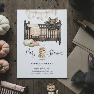Invitation Fête prénatale pour bébé fille thème gothique chic
