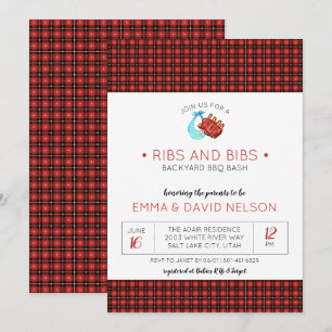 Invitation Fête prénatale pour couples Côtes et bavoirs