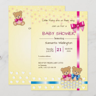 Invitation fête prénatale pour des JUMEAUX