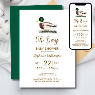 Invitation Fête Prénatale pour le Bébé Canard Colvert Oh Boy