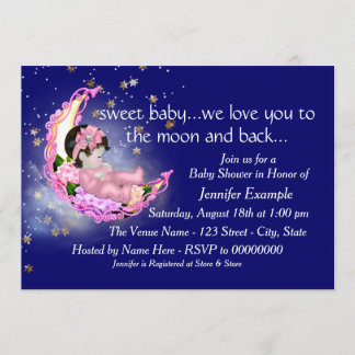 Invitation Fête Prénatale Pour Le Bébé Jusqu'à La Lune et Ret