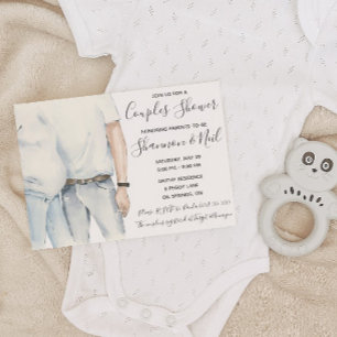 Invitation Fête prénatale pour les futurs parents en aquarell