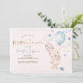 Invitation Fête prénatale pour un bébé lapin garçon (Debout devant)