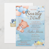 Invitation Fête prénatale pour un ourson (Devant / Derrière)
