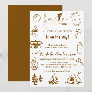 Invitation Fête prénatale pour un petit campeur aventureux Do