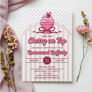 Invitation Fête Prénatale Rétro Coquette Cherry on Top Girl