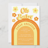 Invitation Fête Prénatale Rétro Groovy 70s Flower Power (Devant)