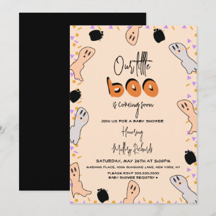 Invitation Fête Prénatale Rétro Halloween Fantôme Notre Petit