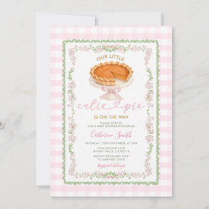 Invitation Fête Prénatale Rose Gingham Tarte au Potiron BÉBÉ