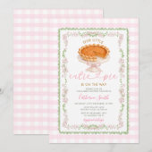 Invitation Fête Prénatale Rose Gingham Tarte au Potiron BÉBÉ (Devant / Derrière)