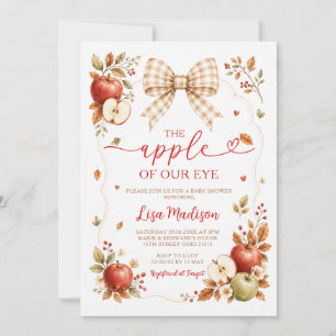 Invitation Fête Prénatale Rustique d'Automne à Carreaux et Nœ