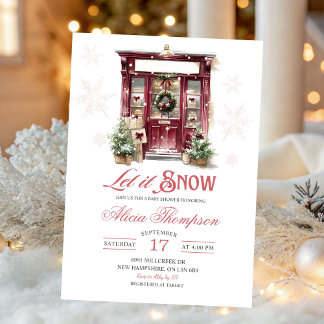 Invitation Fête Prénatale Rustique Fille Laissez Neiger