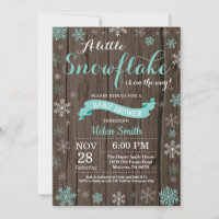 Fête Prénatale Rustique Hiver Flocon de Neige Aqua