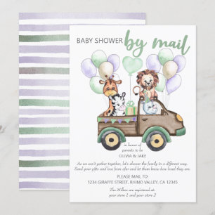Invitation Fête Prénatale Safari par la Poste avec Camion et
